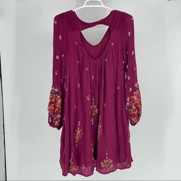 FREE PEOPLE OXFORD BABY DOLL FLORAL EMBROIDERED DRESS EXTRA SMALL - Picture 4 of 12